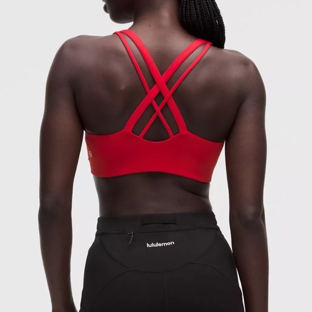 NWT Lululemon Energy Bra Evolve Women S Oxford Red Strappy Sports Bra Yoga Train